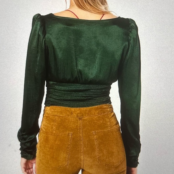 Free People Santiago Satin Cropped Blouse - Picture 2 of 5